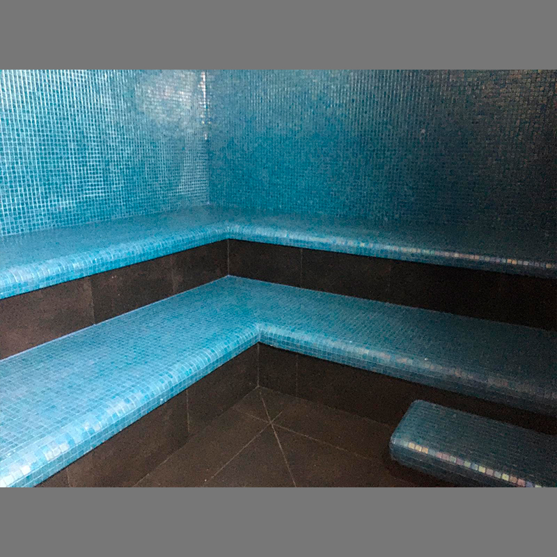 Sauna azulejos turquesa